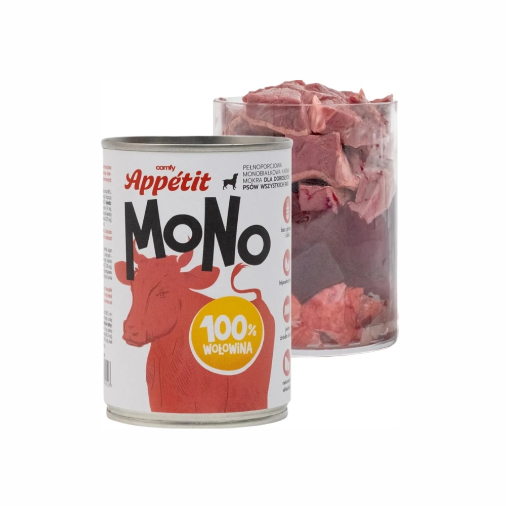 Comfy Appetit Mono Wołowina Monoproteinowa Karma Mokra Dla Psa Puszka Zestaw 3 sztuk 400g